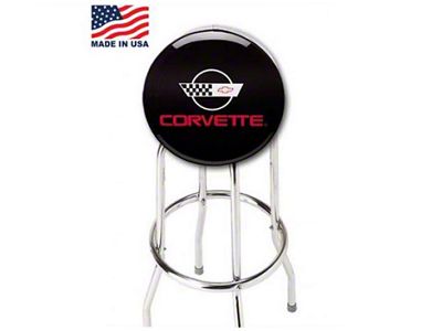 Corvette Smaller Garage/Work Shop Size Stool, 18, With C4 Logo