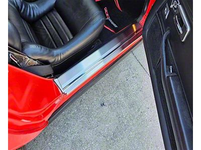 Stainless Steel Door Sill Plates; Textured Black (78-82 Corvette C3)