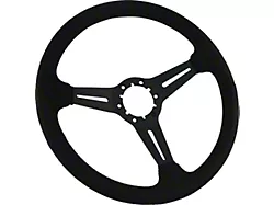 Corvette Steering Wheel, 14 Black Ultra Suede, Black Slot Spokes, 1963-1982