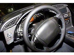 Steering Wheel Cover; Black Alcantara with Red Stitching (90-96 Corvette C4 w/ 4-Spoke Steering Wheel)
