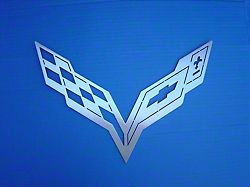Corvette Stingray Crossed Flags Stainless Steel Sign, 15