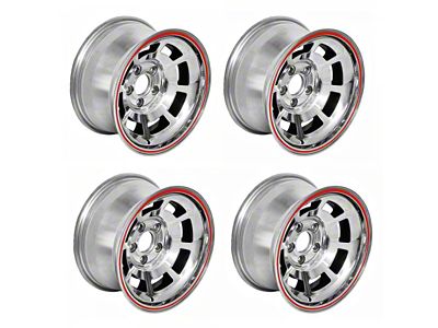 Corvette-Style Reproduction Polished Aluminum Pace Car Wheel Set, 1955-1957