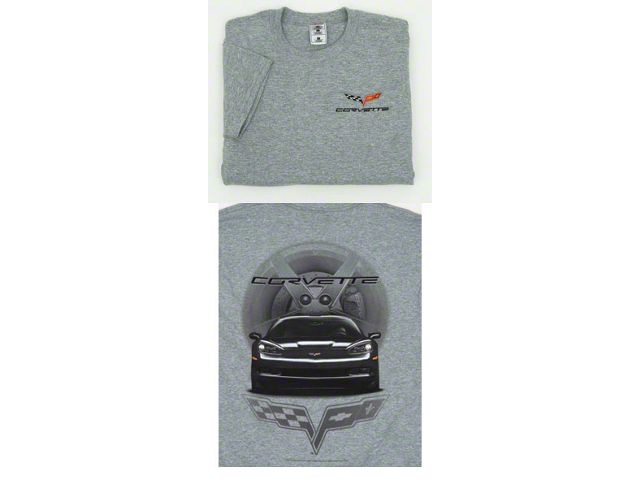 Corvette T-Shirt, Black C6 Front View, Gray