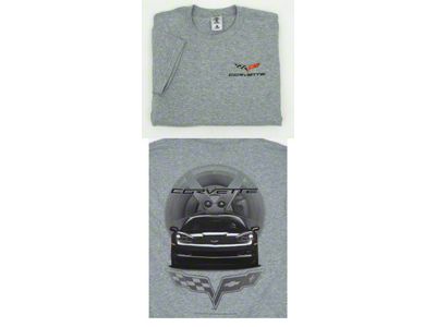 Corvette T-Shirt, Black C6 Front View, Gray
