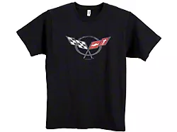 Corvette T-Shirt, Distressed C5 Logo, Black