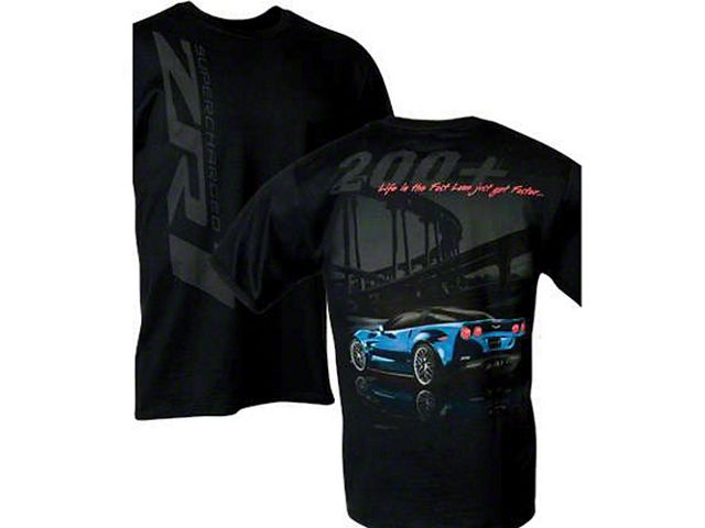 Corvette T-Shirt, Men's, Corvette ZR1 Fast Lane With Blue Car
