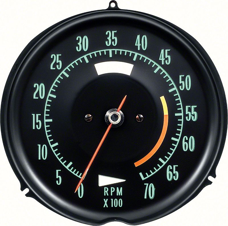 Ecklers Tachometer with Green Markings; 5500 Red Line (68-71 Corvette C3)