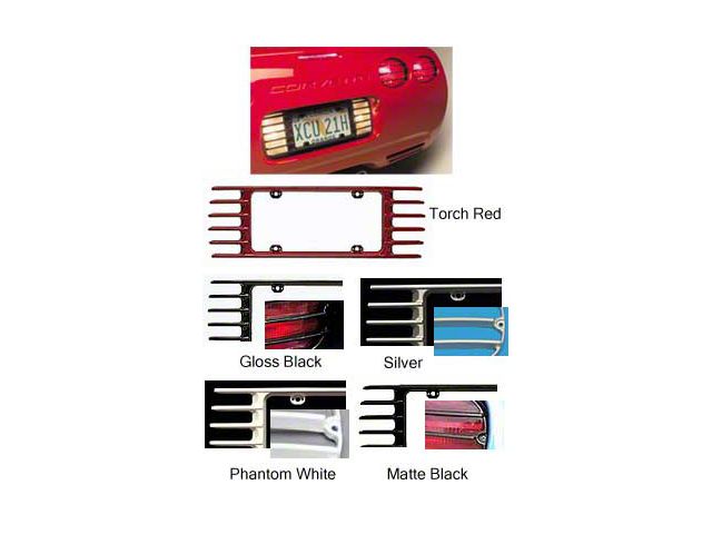 Corvette Taillight & Rear License Plate Frame Set, Altec Phantom, Painted Factory Colors, 1991-1996