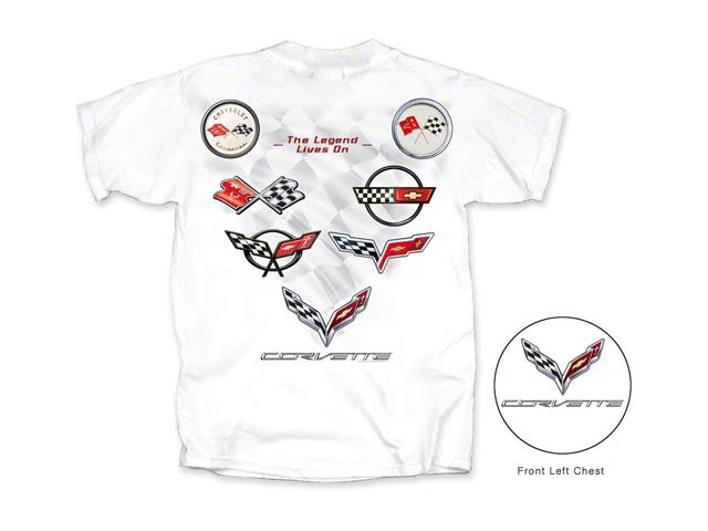 Corvette The Legend Lives On T-Shirt, White