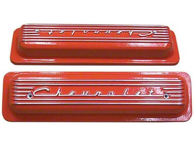 Corvette Valve Covers, Classic-Style, Aluminum, Orange, 1986Late-1991