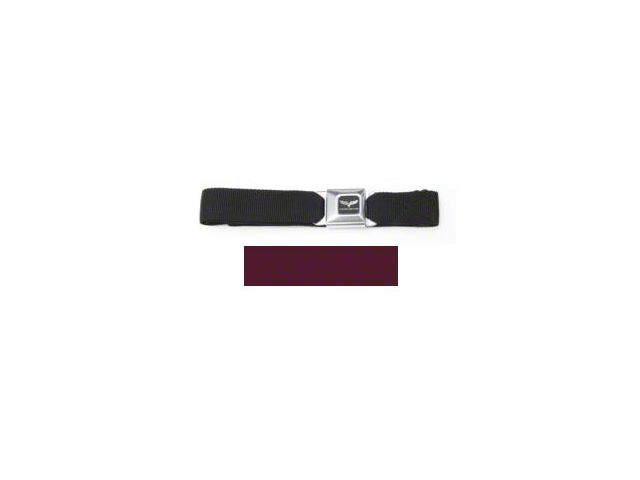 Corvette Waist Belt, With Seat Belt Buckle, With Burgundy Webbing,C6 Logo