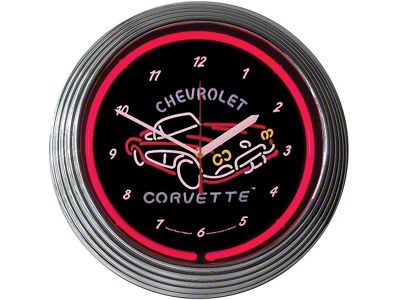 Corvette Wall Clock Neon With C1 Logo