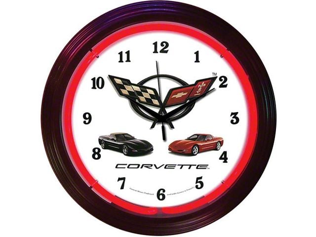 Clock,Neon C5 Corvette