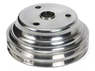 Water Pump Pulley; 2-Groove; Polished Aluminum (76-85 Small Block V8 Corvette C3 & C4 w/ Long Water Pump)