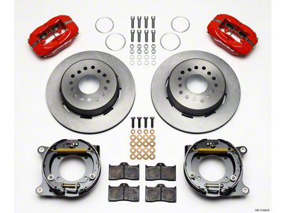 Corvette Wilwood Rear Parking Brake Kit, Forged Dynalite, Plain Face Rotor, Red Powder Coated Caliper1956