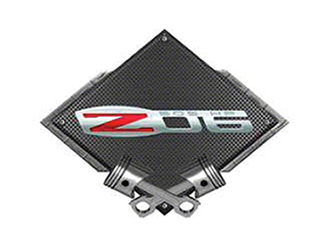 Corvette Z06 505 HP Emblem Metal Sign Black Carbon Fiber Crossed Pistons 25 X 19