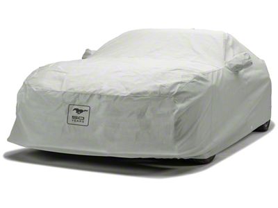Covercraft Custom Car Covers 3-Layer Moderate Climate Car Cover with Black Mustang 50 Years Logo and without Mirror Pockets (71-73 Mustang Sportsroof)