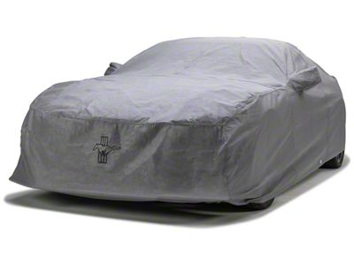 Covercraft Custom Car Covers 5-Layer Indoor Car Cover with Black Mustang Tri-Bar Logo and without Mirror Pockets (71-73 Mustang Coupe, Convertible)