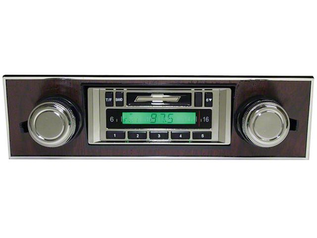 Custom Autosound Camaro AM / FM Stereo Radio, USA-230, With Walnut Bezel 1967-1968