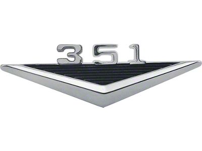 Custom Fender Emblem - 351 - Black Painted Ribbing & ChromeV Shape Like Original