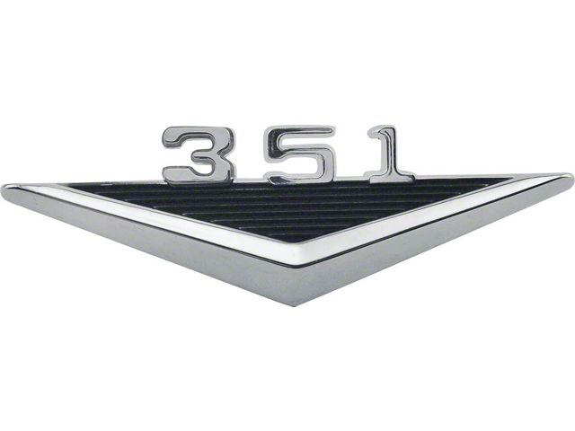 Custom Fender Emblem - 351 - Black Painted Ribbing & ChromeV Shape Like Original