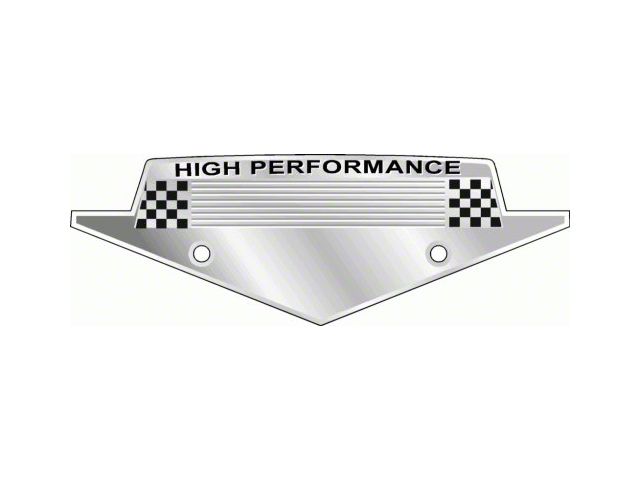 Custom Fender Emblem - High Performance - Chrome With A Black Painted Checkered Flag Effect - Fits Behind The 289 Or 302 V Emblem