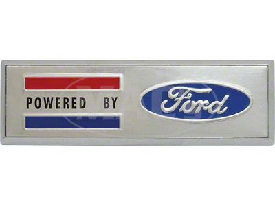 Custom Fender Emblem - Powered by Ford - Chrome Base With Brushed Aluminum Insert & Ford Oval In Red, White & Blue - 3MAdhesive Backed