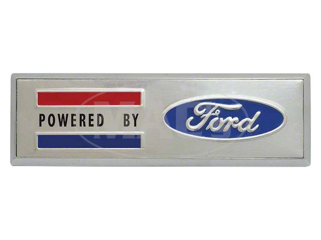 Custom Fender Emblem - Powered by Ford - Chrome Base With Brushed Aluminum Insert & Ford Oval In Red, White & Blue - 3MAdhesive Backed