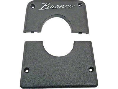 Custom Steering Column Cover - Black ABS Plastic - With A Raised Chrome Bronco Script