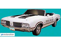 Indianapolis 500 Pace Car Stripe Kit; Black/Red (1970 442, Cutlass)