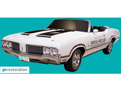 Indianapolis 500 Pace Car Stripe Kit; Black/Red (1970 442, Cutlass)