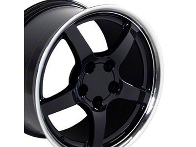 CV05 Black with Machined Lip Wheel; 17x9.5; 54mm Offset (93-02 Firebird)