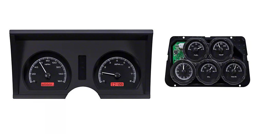 Dakota Digital VHX Instrument Gauge System with Analog Clock; Black ...