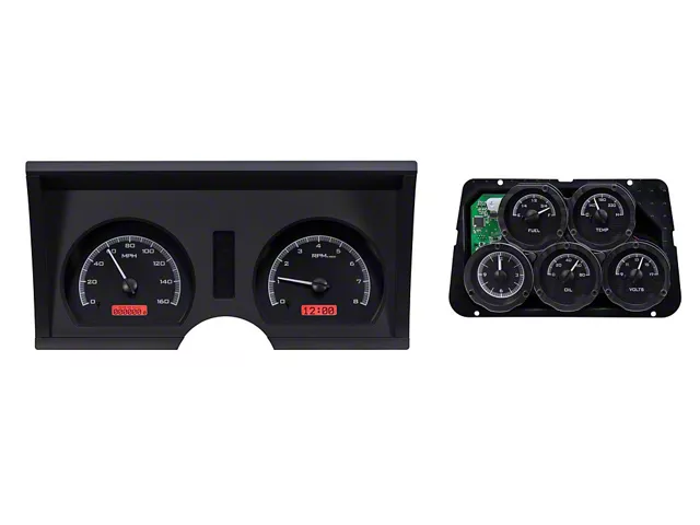 Clock Face Components Dakota Digital VHX Instrument Gauge System with Analog Clock; Black ...