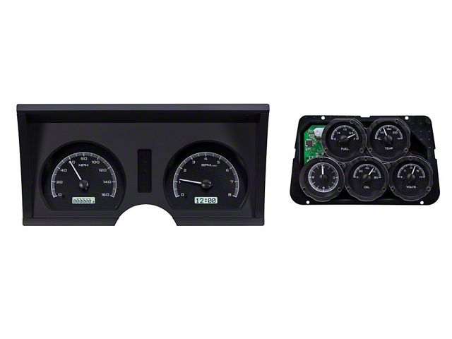 Digital Time Clock Face Dakota Digital VHX Instrument Gauge System with Analog Clock; Black ...