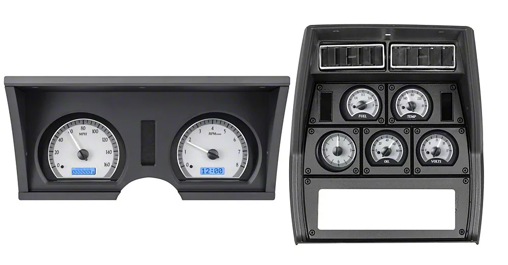 Dakota Digital VHX Instrument Gauge System with Analog Clock; Silver ...