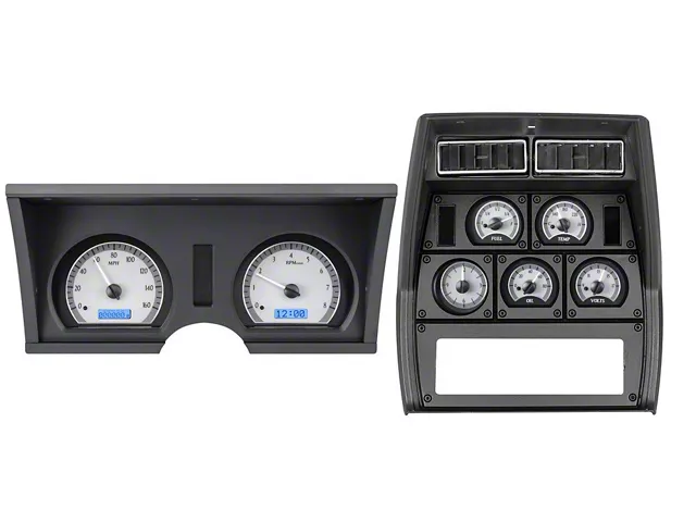 Digital Time Clock Face Dakota Digital VHX Instrument Gauge System with Analog Clock; Silver ...