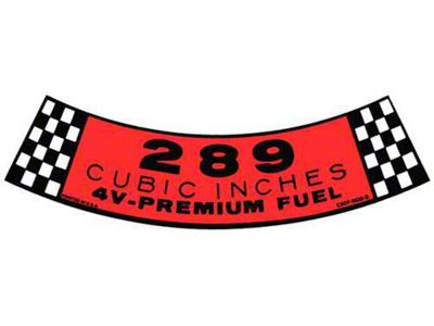 Decal/ Air Cleaner/ 289 4v (64-66 Fairlane)