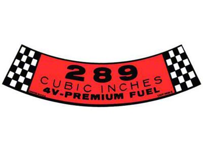 Decal/ Air Cleaner/ 289 4v