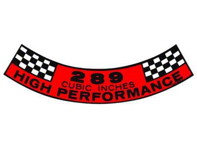 Decal - Air Cleaner - High Performance 289