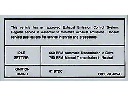 Decal - Emission - 289, 302 & 351 - 2 BBL - Automatic & Manual Transmission