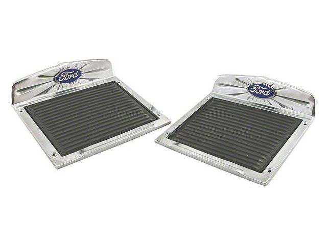 Deluxe Step Plates - Aluminum Frame With Rubber Insert And Ford Script Emblem - 11.5 X 8.5