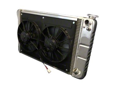 DeWitts Pro Series Direct Fit Radiator and Fan Combo; Natural Finish (67-72 C10 w/ LS Swap & Manual Transmission)