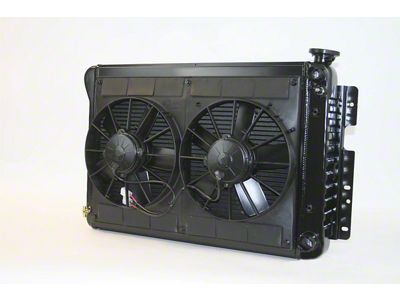 DeWitts LS Swap Direct Fit Radiator and Fan Combo; Black Finish (67-69 Camaro w/ Automatic Transmission)