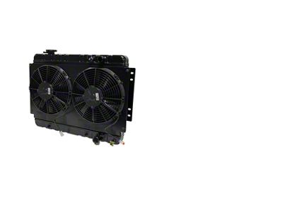 DeWitts LS Swap Direct Fit Radiator and Fan Combo; Black Finish (68-72 Chevelle w/ Automatic Transmission)