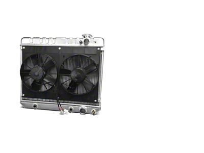 DeWitts LS Swap Direct Fit Radiator and Fan Combo; Natural Finish (63-66 C10, C20, K10, K20 w/ Automatic Transmission)