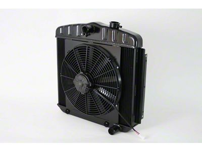 DeWitts Pro Series Direct Fit Radiator and Fan Combo; 6-Cylinder Mount; Black Finish (55-57 150, 210, Bel Air, Nomad w/ LS Swap & Automatic Transmission)