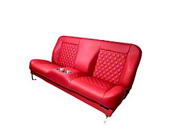 Distinctive Industries Custom CTX-55 Vertical Full Backrest 55-Inch Bench Seat with Cupholders; Black with Red Stitch (47-59 Chevrolet/GMC Truck)