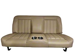 Custom CTX-60 Vertical Inserts Full Backrest 60-Inch Bench Seat with Cupholders; Tan with Tan Stitch (60-87 C10, C15, C20, K10, K15, K20)