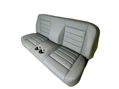 Distinctive Industries Custom CTX-60 Horizontal Inserts Full Backrest 60-Inch Bench Seat with Cupholders; Blue with White Stitch (67-79 F-100, F-150, F-250, F-350)
